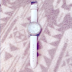 Vintage Large Guess White Leather Watch